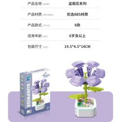 ZUANMA 103A non  CHẬU HOA HÃY DÀNH CHÚT THỜI GIAN ĐỂ TẠO RA 8 KIỂU MÙA XUÂN bộ đồ chơi xếp lắp ráp ghép mô hình Flowers