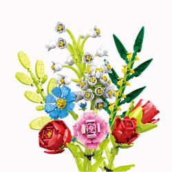 ZUANMA 087D non  BÓ 8 CỐC 1 bộ đồ chơi xếp lắp ráp ghép mô hình Flowers Hoa 707 khối