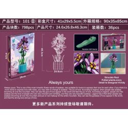 ZUANMA 101-8 non  CHẬU CÂY ĐỖ QUYÊN bộ đồ chơi xếp lắp ráp ghép mô hình Flowers Hoa 798 khối