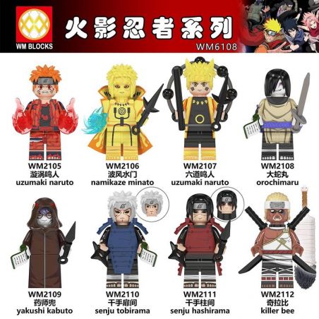 WM 6108 2105 2106 2107 2108 2109 2110 2111 2112 non  HÀNG TRĂM NGƯỜI 8 NARUTO SERIES bộ đồ chơi xếp lắp ráp ghép mô hình Movie & Game Phim Và Trò Chơi
