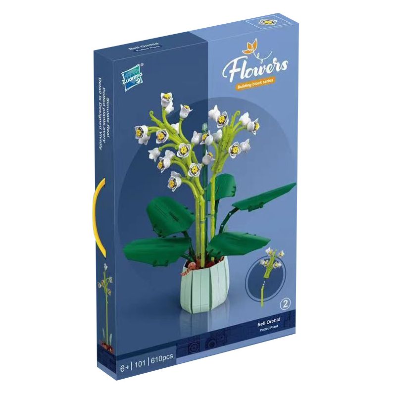 ZUANMA 101-2 non  CHẬU CÂY HOA HUỆ THUNG LŨNG bộ đồ chơi xếp lắp ráp ghép mô hình Flowers 610 khối