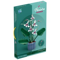 ZUANMA 101-1 non  CHẬU HOA LAN CÁNH SEN bộ đồ chơi xếp lắp ráp ghép mô hình Flowers 728 khối