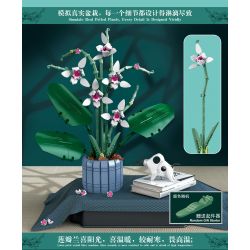ZUANMA 101-1 non  CHẬU HOA LAN CÁNH SEN bộ đồ chơi xếp lắp ráp ghép mô hình Flowers 728 khối