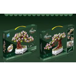 ZUANMA 100-1 non  CÂY TRỒNG TRONG CHẬU BITAOCHUN bộ đồ chơi xếp lắp ráp ghép mô hình Flowers Hoa 462 khối
