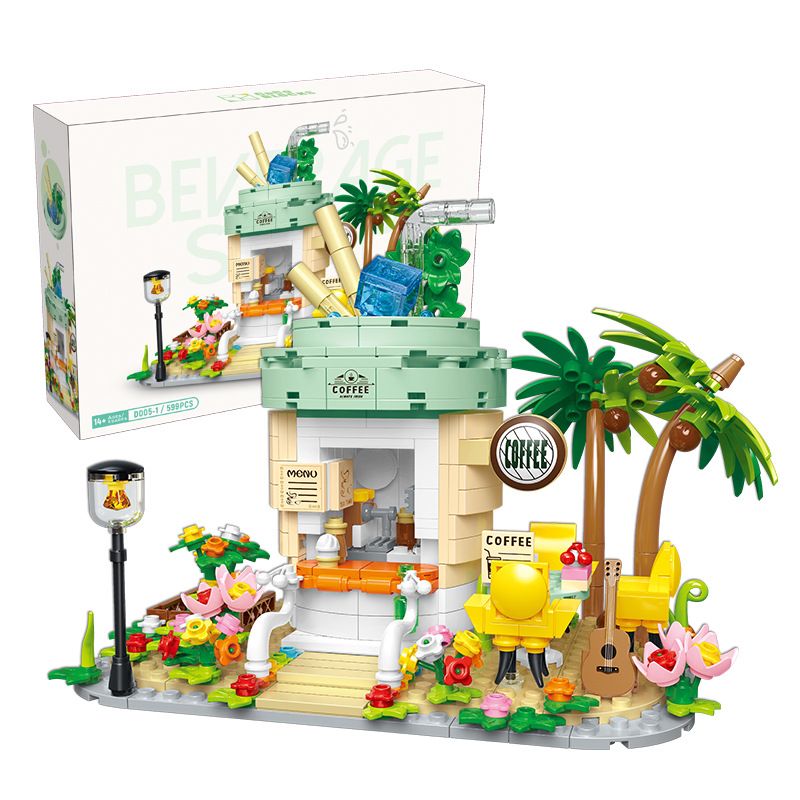 CACO D005-1 005-1 non  CẢNH ĐƯỜNG PHỐ QUÁN RƯỢU bộ đồ chơi xếp lắp ráp ghép mô hình Mini Modular COOL DRINKS Đường Phố Thu Nhỏ 599 khối