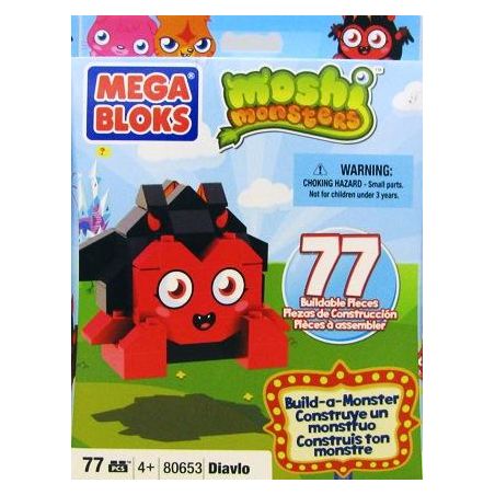 MEGA BLOKS 80653 non  XE BUÝT bộ đồ chơi xếp lắp ráp ghép mô hình Moshi Monsters DIAVLO 77 khối