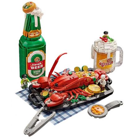 LOZ 1946 non  THỦY SẢN TÔM CÀNG BIA bộ đồ chơi xếp lắp ráp ghép mô hình Creator Sáng Tạo 1146 khối