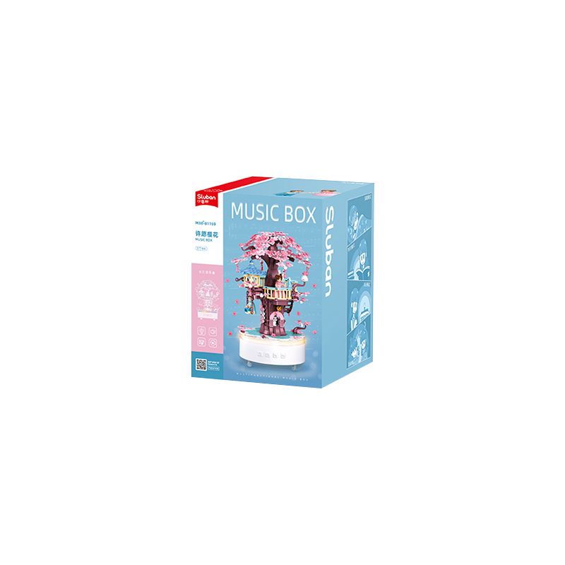 SLUBAN M38-B1169 B1169 1169 M38B1169 38-B1169 non  SẢN PHẨM THỜI THƯỢNG THÚ VỊ HỘP NHẠC WISHING SAKURA bộ đồ chơi xếp lắp ráp ghép mô hình MUSIC BOX 577 khối