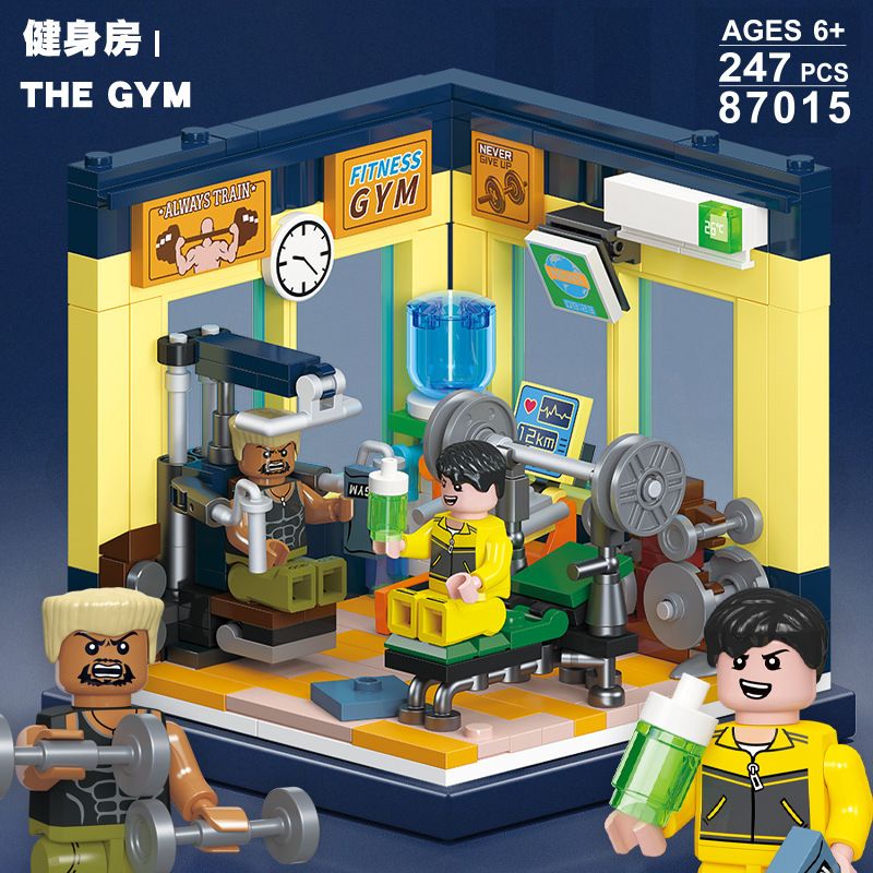 JIESTAR 87015 non  DREAMWORKS PHÒNG TẬP THỂ DỤC bộ đồ chơi xếp lắp ráp ghép mô hình THE GYM 247 khối
