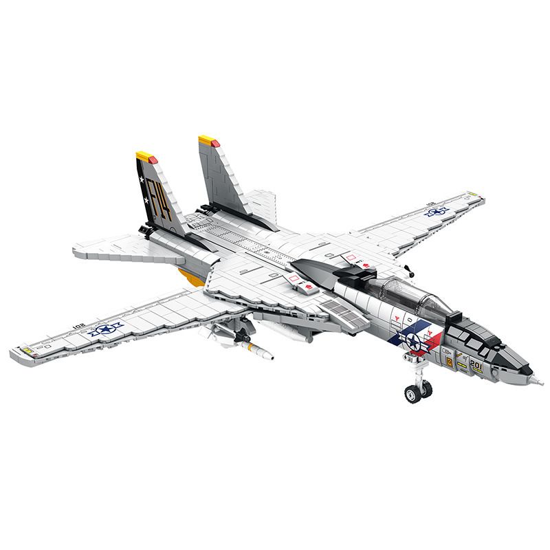 JUHANG TECHNOLOGY 88018 REOBRIX 33032 non  MÁY BAY TIÊM KÍCH F-14 TOMCAT bộ đồ chơi xếp lắp ráp ghép mô hình Military Army F-14 FIGHTER TOMCAT Quân Sự Bộ Đội 1600 khối