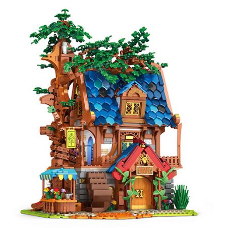 REOBRIX 66008 non  NHÀ TRÊN CÂY bộ đồ chơi xếp lắp ráp ghép mô hình Medieval Castle TREE HOUSE Chiến Tranh Trung Cổ 2566 khối