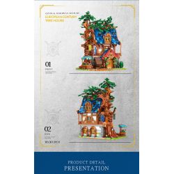 REOBRIX 66008 non  NHÀ TRÊN CÂY bộ đồ chơi xếp lắp ráp ghép mô hình Medieval Castle TREE HOUSE Chiến Tranh Trung Cổ 2566 khối