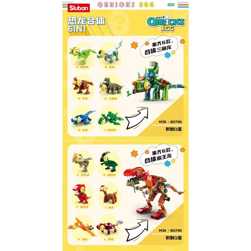 SLUBAN M38-B0796 B0796 0796 M38B0796 38-B0796 non  BLIND BOX DINOSAUR SERIES 6 RỒNG TAM GIÁC KẾT HỢP LỚP PHỦ bộ đồ chơi xếp lắp ráp ghép mô hình Jurassic World QBRICKS EGG Thế Giới Khủng Long