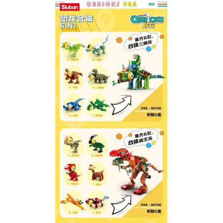 SLUBAN M38-B0796 B0796 0796 M38B0796 38-B0796 non  BLIND BOX DINOSAUR SERIES 6 RỒNG TAM GIÁC KẾT HỢP LỚP PHỦ bộ đồ chơi xếp lắp ráp ghép mô hình Jurassic World QBRICKS EGG Thế Giới Khủng Long