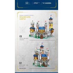 REOBRIX 66006 non  LÂU ĐÀI SƯ TỬ VÀNG bộ đồ chơi xếp lắp ráp ghép mô hình Medieval Castle GOLDEN LION CASTLE Chiến Tranh Trung Cổ 2722 khối