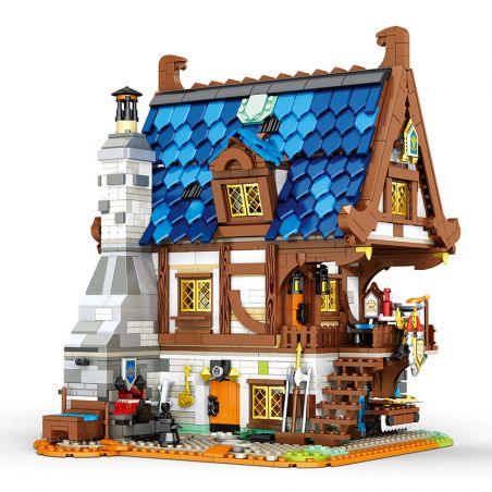 REOBRIX 66005 non  CỬA HÀNG THỢ RÈN THỜI TRUNG CỔ bộ đồ chơi xếp lắp ráp ghép mô hình Medieval Castle MEDIEVAL BLACKSMITH Chiến Tranh Trung Cổ 2366 khối