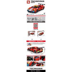 SEMBO 701950 SHENG YUAN SY 8613 8613-1 non  FERRARI 488 GTE. tỷ lệ 1:14 bộ đồ chơi xếp lắp ráp ghép mô hình  Kỹ Thuật Công Nghệ Cao Mô Hình Phương Tiện 1206 khối