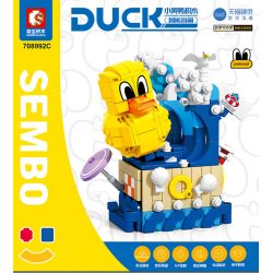 SEMBO 708992C non  UY TÍN VỊT NHỎ VÀNG LOA THÔNG MINH LƯỚT SÓNG bộ đồ chơi xếp lắp ráp ghép mô hình PANCOAT SURFING DUCK 292 khối