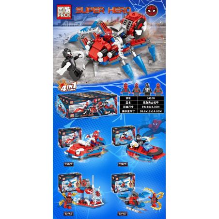 PRCK 64100 non  BẠCH TUỘC WARRIORS 4 KẾT HỢP bộ đồ chơi xếp lắp ráp ghép mô hình Super Heroes Siêu Nhân Anh Hùng 323 khối