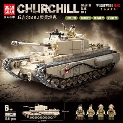 QuanGuan 100238 Quan Guan 100238 non  XE TĂNG BỘ BINH CHURCHILL MK.I CỦA ANH bộ đồ chơi xếp lắp ráp ghép mô hình Military Army CHURCHILL INFANTRY TANK MK.I Quân Sự Bộ Đội 1031 khối