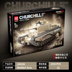 QuanGuan 100238 Quan Guan 100238 non  XE TĂNG BỘ BINH CHURCHILL MK.I CỦA ANH bộ đồ chơi xếp lắp ráp ghép mô hình Military Army CHURCHILL INFANTRY TANK MK.I Quân Sự Bộ Đội 1031 khối