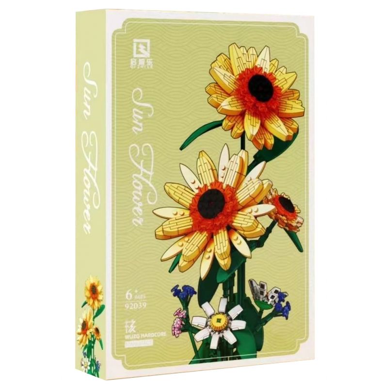 QIZHILE 92039 non  HOA HƯỚNG DƯƠNG bộ đồ chơi xếp lắp ráp ghép mô hình Flowers SUN FLOWER