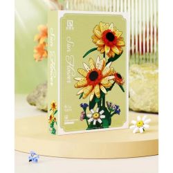 QIZHILE 92039 non  HOA HƯỚNG DƯƠNG bộ đồ chơi xếp lắp ráp ghép mô hình Flowers SUN FLOWER
