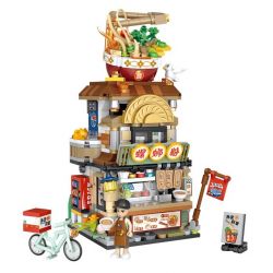 LOZ 1295 non  CHẾ ĐỘ XEM PHỐ GẤP QUÁN BÚN ỐC bộ đồ chơi xếp lắp ráp ghép mô hình Creator Sáng Tạo 870 khối