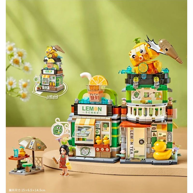 LOZ 1294 non  THU GỌN CHẾ ĐỘ XEM PHỐ QUÁN TRÀ CHANH bộ đồ chơi xếp lắp ráp ghép mô hình Creator Sáng Tạo 796 khối