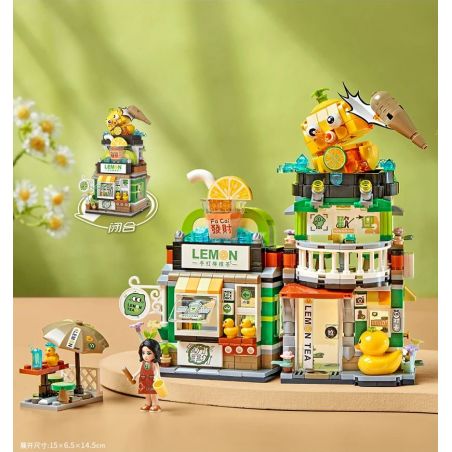 LOZ 1294 non  THU GỌN CHẾ ĐỘ XEM PHỐ QUÁN TRÀ CHANH bộ đồ chơi xếp lắp ráp ghép mô hình Creator Sáng Tạo 796 khối