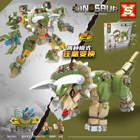 SX 9085 non  TRICERATOPS bộ đồ chơi xếp lắp ráp ghép mô hình DINOSAUR