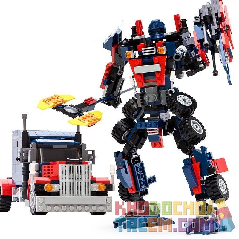 GUDI 8713 non  THỦ LĨNH TỐI CAO AUTOBOT ROBOT BIẾN HÌNH XE ĐẦU KÉO PETERBILT bộ đồ chơi xếp lắp ráp ghép mô hình Transformers TRANSFORM SERIES Robot Đại Chiến Người Máy Biến Hình 379 khối