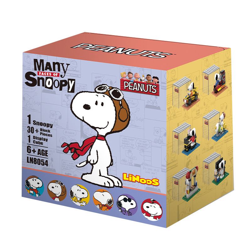 LINOOS LN8054 8054 non  CUỘC SỐNG NHIỀU MẶT CỦA SNOOPY HỘP MÙ 6 LOẠI bộ đồ chơi xếp lắp ráp ghép mô hình Movie & Game Phim Và Trò Chơi