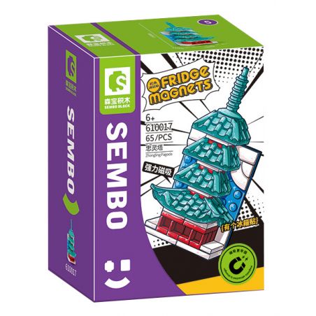 SEMBO 610017 non  CHÙA TRUNG LĨNH bộ đồ chơi xếp lắp ráp ghép mô hình Fridge Refrigerator Magnets FRIDGE MAGNETS Nam Châm Dính Tủ Lạnh 65 khối