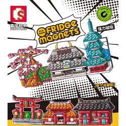 SEMBO 610017 non  CHÙA TRUNG LĨNH bộ đồ chơi xếp lắp ráp ghép mô hình Fridge Refrigerator Magnets FRIDGE MAGNETS Nam Châm Dính Tủ Lạnh 65 khối