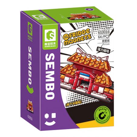 SEMBO 610016 non  THÀNH SHURI bộ đồ chơi xếp lắp ráp ghép mô hình Fridge Refrigerator Magnets FRIDGE MAGNETS Nam Châm Dính Tủ Lạnh 64 khối