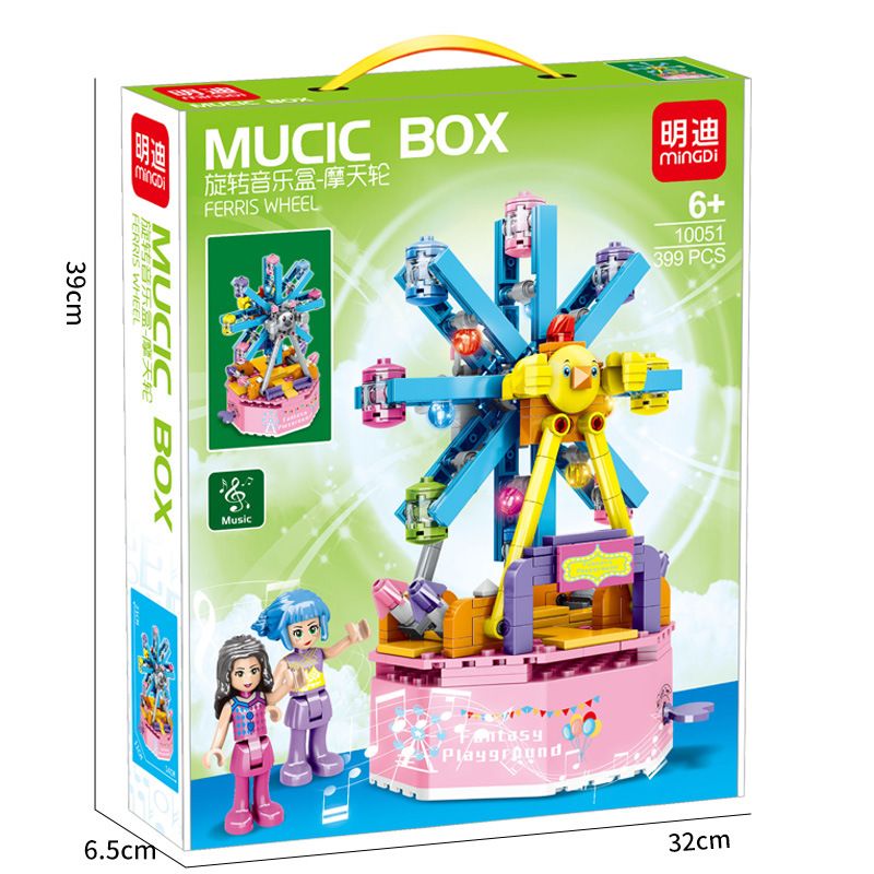 MINGDI 10050 non  BÁNH XE ĐU QUAY bộ đồ chơi xếp lắp ráp ghép mô hình Seasonal MUSIC BOX FERRIS WHEEL Mùa Lễ Hội 399 khối