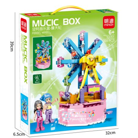MINGDI 10050 non  BÁNH XE ĐU QUAY bộ đồ chơi xếp lắp ráp ghép mô hình Seasonal MUSIC BOX FERRIS WHEEL Mùa Lễ Hội 399 khối