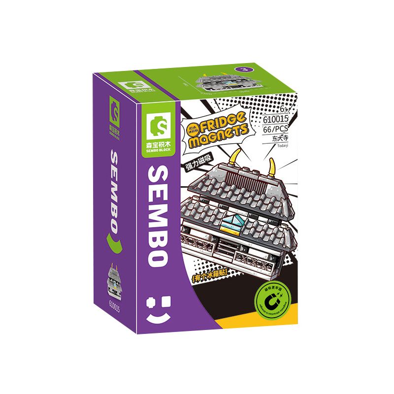 SEMBO 610015 non  CHÙA TODAIJI bộ đồ chơi xếp lắp ráp ghép mô hình Fridge Refrigerator Magnets FRIDGE MAGNETS Nam Châm Dính Tủ Lạnh 66 khối