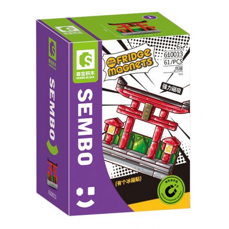 SEMBO 610013 non  NAM CHÂM TỦ LẠNH SÁNG TẠO TORII bộ đồ chơi xếp lắp ráp ghép mô hình Fridge Refrigerator Magnets FRIDGE MAGNETS Nam Châm Dính Tủ Lạnh 61 khối