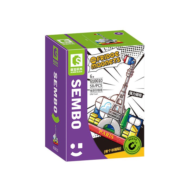 SEMBO 610010 non  THÁP EIFFEL bộ đồ chơi xếp lắp ráp ghép mô hình Fridge Refrigerator Magnets FRIDGE MAGNETS Nam Châm Dính Tủ Lạnh 58 khối