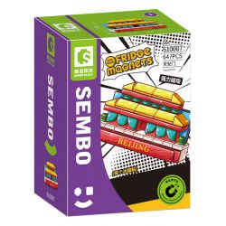 SEMBO 610007 non  QUẢNG TRƯỜNG THIÊN AN MÔN bộ đồ chơi xếp lắp ráp ghép mô hình Fridge Refrigerator Magnets FRIDGE MAGNETS Nam Châm Dính Tủ Lạnh 64 khối