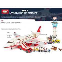 GUDI 8913 non  MÁY BAY CHỞ KHÁCH CỠ LỚN HẠ CÁNH XUỐNG SÂN bộ đồ chơi xếp lắp ráp ghép mô hình City Thành Phố 856 khối