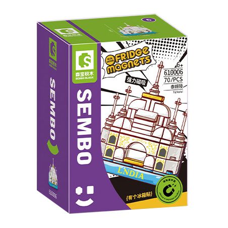 SEMBO 610006 non  NAM CHÂM TỦ LẠNH SÁNG TẠO TAJ MAHAL bộ đồ chơi xếp lắp ráp ghép mô hình Fridge Refrigerator Magnets FRIDGE MAGNETS Nam Châm Dính Tủ Lạnh 70 khối