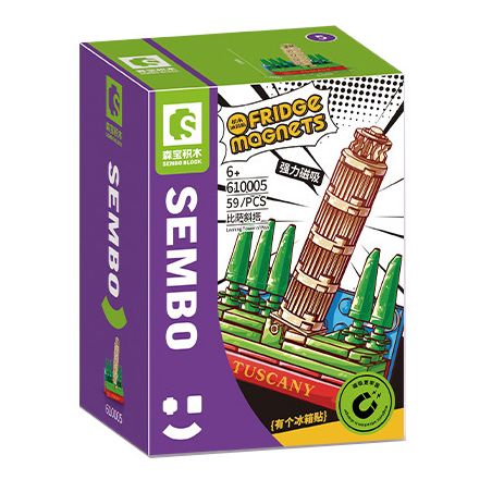 SEMBO 610005 non  THÁP NGHIÊNG PISA bộ đồ chơi xếp lắp ráp ghép mô hình Fridge Refrigerator Magnets FRIDGE MAGNETS Nam Châm Dính Tủ Lạnh 59 khối