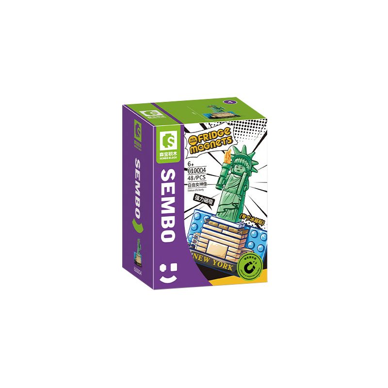 SEMBO 610004 non  TƯỢNG NỮ THẦN TỰ DO bộ đồ chơi xếp lắp ráp ghép mô hình Fridge Refrigerator Magnets FRIDGE MAGNETS Nam Châm Dính Tủ Lạnh 48 khối