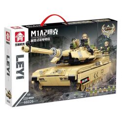 LE YI 66026 non  XE TĂNG BỌC THÉP BÁNH XÍCH M1A2 bộ đồ chơi xếp lắp ráp ghép mô hình Military Army M1A2 TRACKED ARMORED TANK Quân Sự Bộ Đội 1326 khối