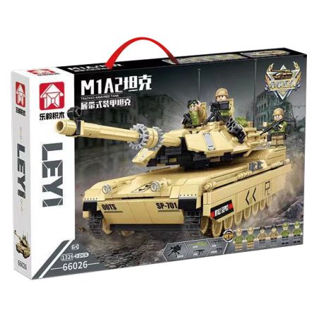 LE YI 66026 non  XE TĂNG BỌC THÉP BÁNH XÍCH M1A2 bộ đồ chơi xếp lắp ráp ghép mô hình Military Army M1A2 TRACKED ARMORED TANK Quân Sự Bộ Đội 1326 khối
