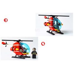 GUDI 9206 non  TRỰC THĂNG CỨU HỎA bộ đồ chơi xếp lắp ráp ghép mô hình Fire Rescure FIREMAN FIREFIGHTING HELICOPTER 91 khối