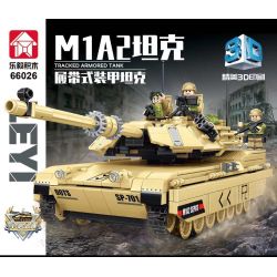 LE YI 66026 non  XE TĂNG BỌC THÉP BÁNH XÍCH M1A2 bộ đồ chơi xếp lắp ráp ghép mô hình Military Army M1A2 TRACKED ARMORED TANK Quân Sự Bộ Đội 1326 khối